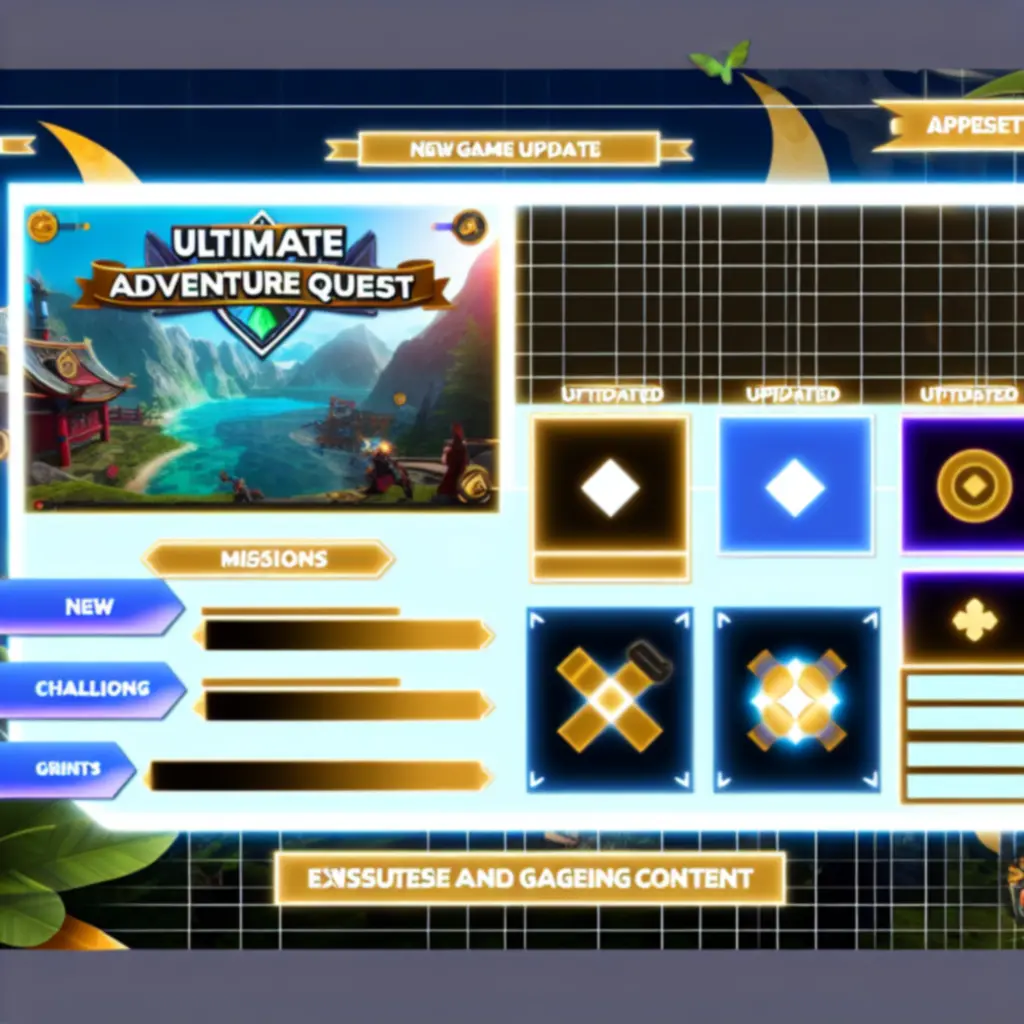 Ekran gry pokazujący informacje o aktualizacji misji i sezonowych wydarzeniach w Ultimate Game Adventure.